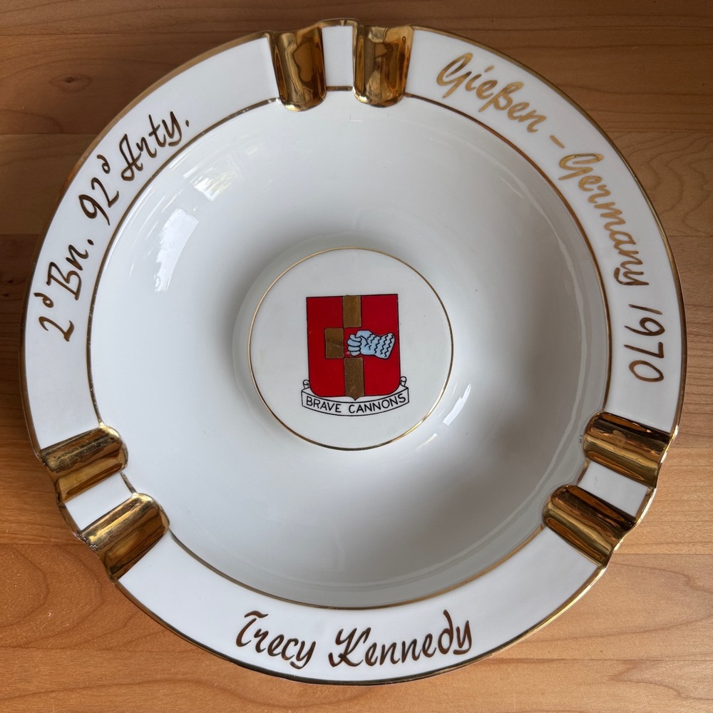 Vintage Authentic 1970 Cold War West Germany U.S. Army Presentation Ashtray Dish